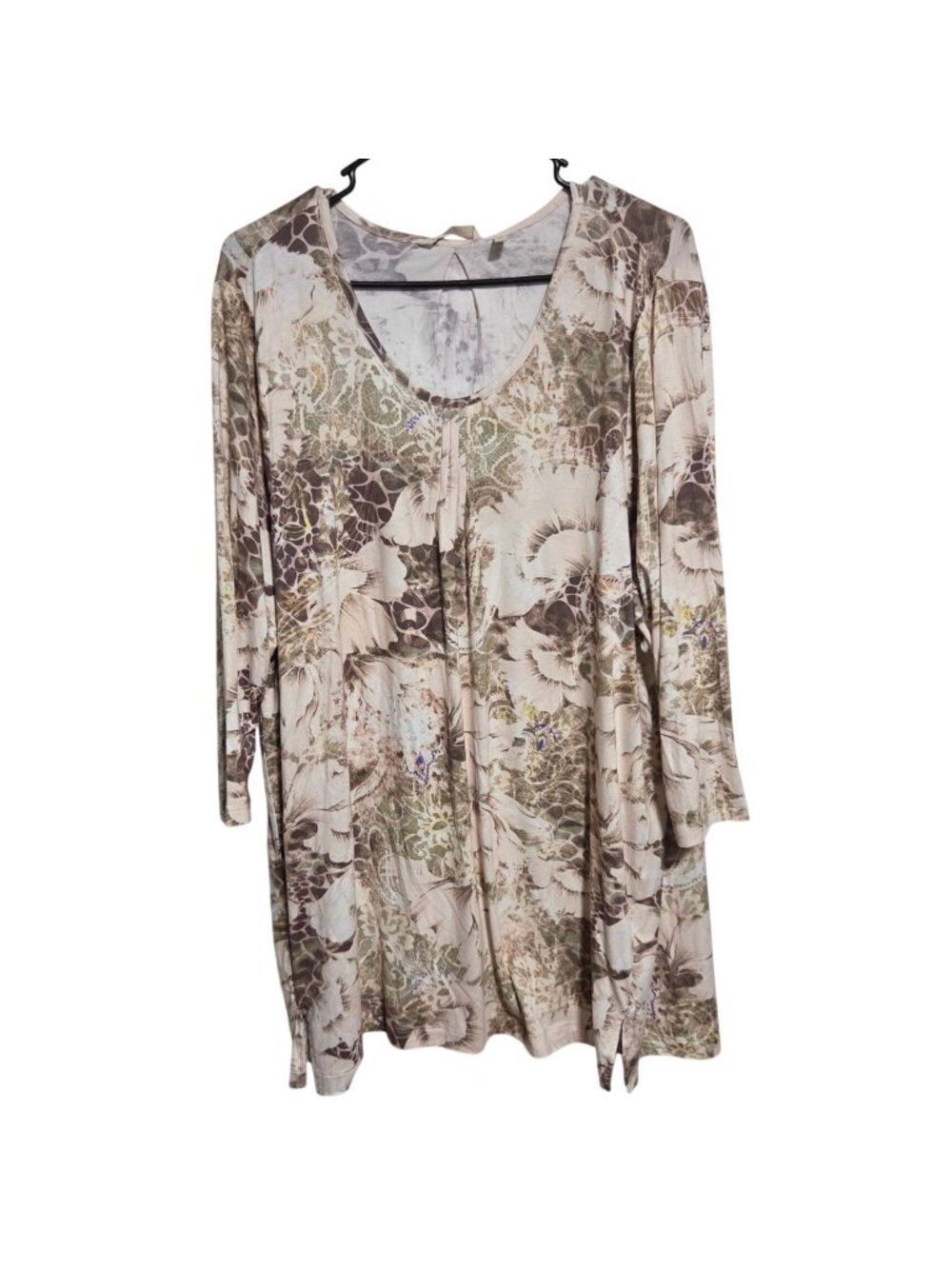 Soft Surroundings Peyton Top Plus Size 2X Fleur Animal Print Tunic Lagenlook